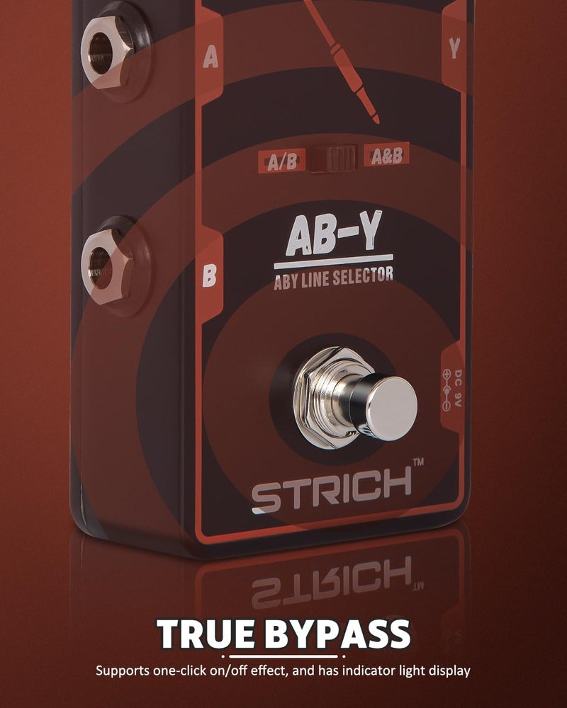 STRICH Dual Channel ABY Guitar Pedal, Electric Guitar Box Line Selector, Versatile AB Switch, True Bypass for Electric Guitar, Red and Black - Image 5